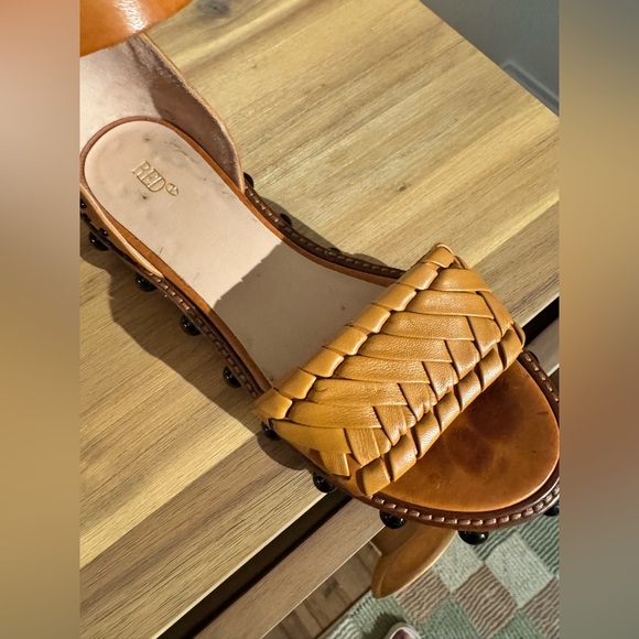 Valentino Garavani Red Leather Strappy Sandals Brown Studded Size 39 US 9 Brown - Picture 7 of 11